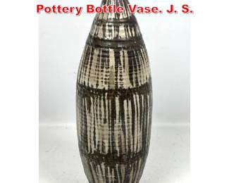 Lot 45 Mid Century Modern Studio Pottery Bottle Vase. J. S. 
