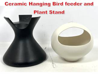 Lot 128 2pcs Hyalyn Pottery Glazed Ceramic Hanging Bird feeder and Plant Stand