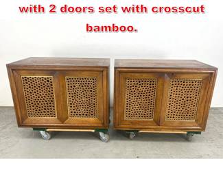 Lot 380 2 Pierre Bartet Cabinets with 2 doors set with crosscut bamboo. 