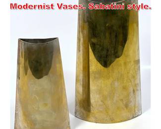 Lot 26 2pcs Dupuis Silverplate Modernist Vases. Sabatini style.