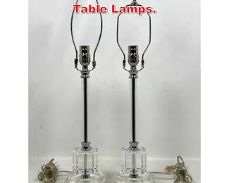 Lot 415 Pair Clear Crystal Boudoir Table Lamps. 