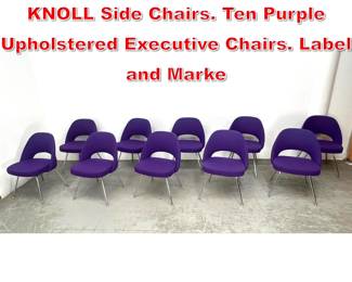 Lot 508 Set 10 EERO SAARINEN for KNOLL Side Chairs. Ten Purple Upholstered Executive Chairs. Label and Marke