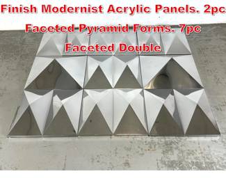 Lot 229 Collection 9 Chromed Finish Modernist Acrylic Panels. 2pc Faceted Pyramid Forms. 7pc Faceted Double 