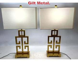 Lot 458 Pair Safavieh Table Lamps. Gilt Metal. 