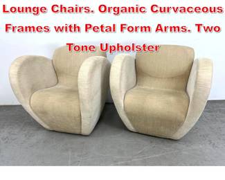 Lot 555 Pr RON ARAD Swivel Lounge Chairs. Organic Curvaceous Frames with Petal Form Arms. Two Tone Upholster