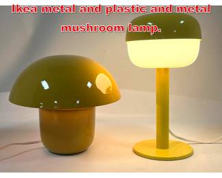 Lot 397 2 Yellow Modern Lamps. Ikea metal and plastic and metal mushroom lamp.
