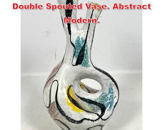Lot 95 Leonardo Italian Pottery Double Spouted Vase. Abstract Modern.