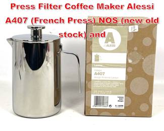 Lot 277 Kristiina Lassus Adagio Press Filter Coffee Maker Alessi A407 French Press NOS new old stock and