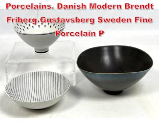 Lot 91 3pcs Mid Century Modern Porcelains. Danish Modern Brendt Friberg Gustavsberg Sweden Fine Porcelain P