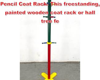 Lot 317 Pierre Sala Attributed Pencil Coat Rack. This freestanding, painted wooden coat rack or hall tree fe
