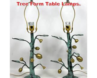Lot 357 Pair Anthropologie Brass Tree Form Table Lamps. 