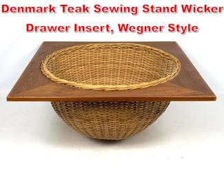 Lot 351 Vintage Danish Modern Denmark Teak Sewing Stand Wicker Drawer Insert, Wegner Style