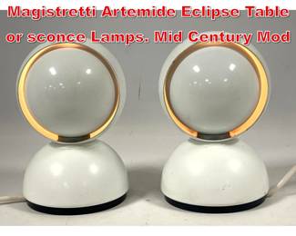 Lot 453 Pair Vintage Vico Magistretti Artemide Eclipse Table or sconce Lamps. Mid Century Mod