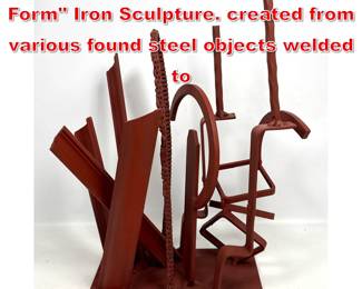 Lot 468 Joe Seltzer Red Sculptural Form Iron Sculpture. created from various found steel objects welded to