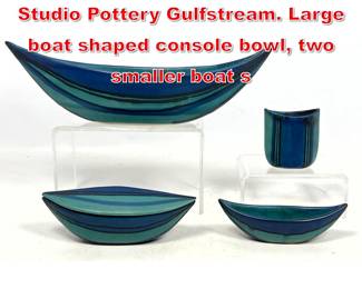 Lot 77 4pcs Fong Chow Glidden Studio Pottery Gulfstream. Large boat shaped console bowl, two smaller boat s