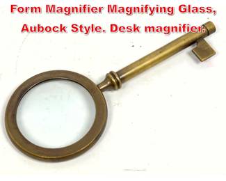 Lot 21 Vintage British Bronze Key Form Magnifier Magnifying Glass, Aubock Style. Desk magnifier. 