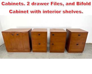 Lot 366 4pcs Dunbar Office Cabinets. 2 drawer Files, and Bifold Cabinet with interior shelves. 