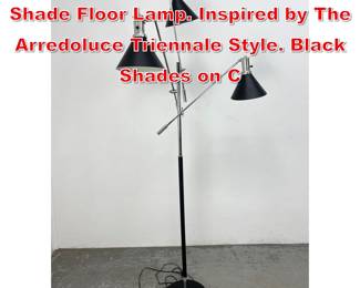 Lot 235 Modernist 3 Arm Cone Shade Floor Lamp. Inspired by The Arredoluce Triennale Style. Black Shades on C