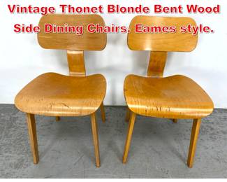 Lot 491 Pair 50s Mid Century Vintage Thonet Blonde Bent Wood Side Dining Chairs. Eames style.