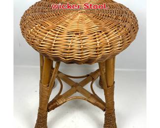 Lot 183 Vintage woven Rattan wicker Stool. 