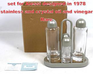 Lot 253 Ettore Sottsass Condiment set for Alessi designed in 1978 stainless and crystal oil and vinegar Rare