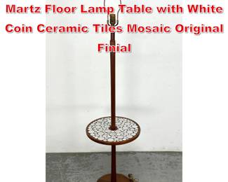 Lot 218 Gordon and Jane Marshall Martz Floor Lamp Table with White Coin Ceramic Tiles Mosaic Original Finial