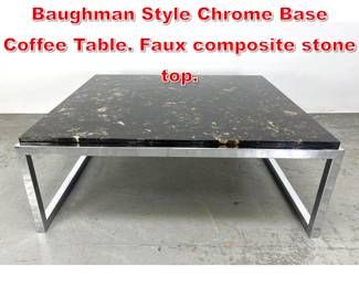 Lot 11 Mid Century Modern Baughman Style Chrome Base Coffee Table. Faux composite stone top. 