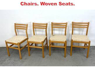 Lot 554 Set 4 Vintage Mid Century Chairs. Woven Seats. 