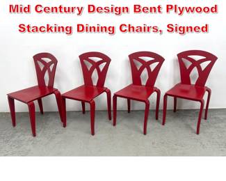 Lot 182 Set 6 Vintage Peter Danko Mid Century Design Bent Plywood Stacking Dining Chairs, Signed