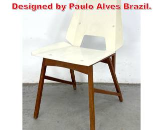 Lot 467 Metal and Wood Side Chair Designed by Paulo Alves Brazil. 