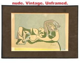 Lot 186 Picasso Print. Reclining nude. Vintage. Unframed. 