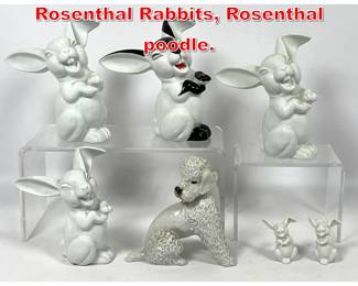 Lot 234 7pcs Porcelain Figures. Rosenthal Rabbits, Rosenthal poodle. 