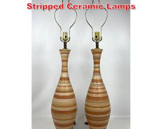 Lot 237 Pair Mid Century Modern Stripped Ceramic Lamps