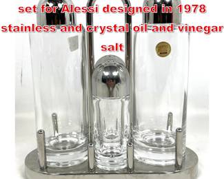 Lot 259 Ettore Sottsass Condiment set for Alessi designed in 1978 stainless and crystal oil and vinegar salt