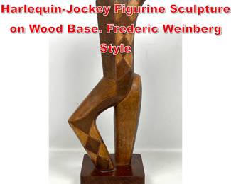 Lot 231 50s Plaster Abstract HarlequinJockey Figurine Sculpture on Wood Base. Frederic Weinberg Style