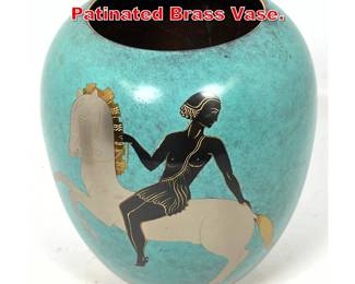 Lot 456 WMF Ikora Art Deco Patinated Brass Vase. 