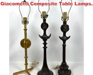Lot 429 3pcs After Alberto Giacometti Composite Table Lamps. 
