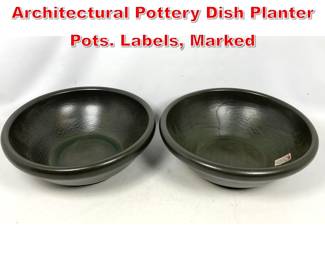 Lot 332 Pair Gainey Ceramics Architectural Pottery Dish Planter Pots. Labels, Marked