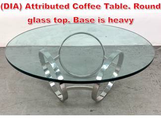 Lot 164 Design Institute of America DIA Attributed Coffee Table. Round glass top. Base is heavy