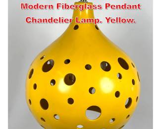Lot 476 Vintage Mid Century Modern Fiberglass Pendant Chandelier Lamp. Yellow.