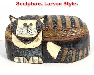 Lot 74 Sara Meadows 1981 Cat Sculpture. Larson Style. 