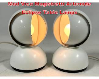 Lot 455 Pair Vintage Mid Century Mod Vico Magistretti Artemide Eclipse Table Lamps