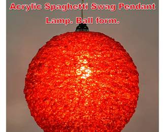 Lot 480 Mid Century Modern Acrylic Spaghetti Swag Pendant Lamp. Ball form. 
