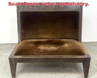 Lot 489 Limed Oak Frame Love Seat. Brown velvet upholstery. 