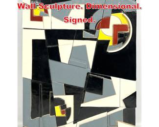 Lot 65 Abstract Modern Mosaic Tile Wall Sculpture. Dimensional. Signed. 