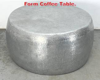 Lot 151 Textured aluminum Drum Form Coffee Table. 