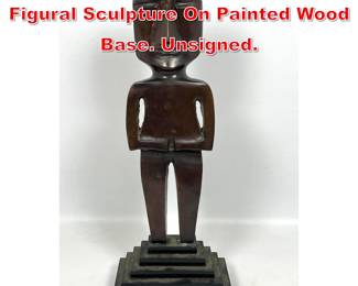 Lot 428 Mayan Style. Bronze Figural Sculpture On Painted Wood Base. Unsigned. 