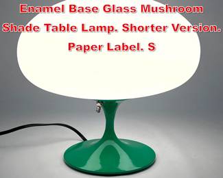 Lot 156 DESIGNLINE Eagles Green Enamel Base Glass Mushroom Shade Table Lamp. Shorter Version. Paper Label. S