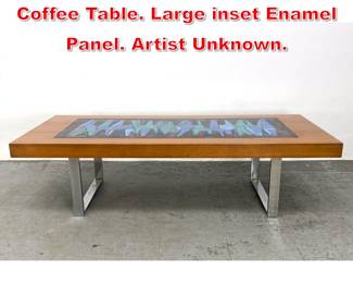 Lot 4 Good Quality Enamel Top Coffee Table. Large inset Enamel Panel. Artist Unknown. 