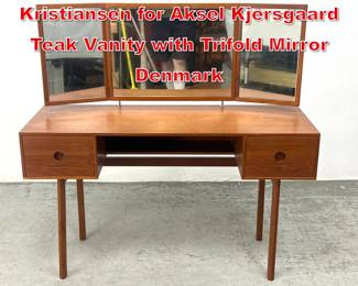 Lot 224 Vintage Danish Modern Kai Kristiansen for Aksel Kjersgaard Teak Vanity with Trifold Mirror Denmark